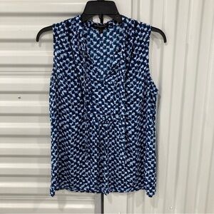 Banana Republic Navy and White Patterned Blouse